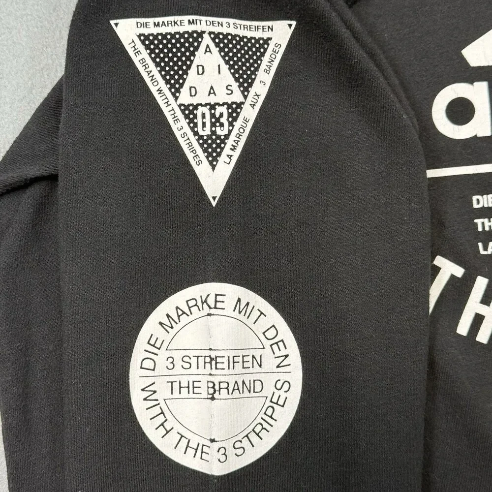 Adidas Black Long Sleeve Performance Tee Shirt Medium Climalite Three Stripes